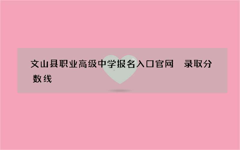 文山县职业高级中学报名入口官网 录取分数线